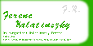 ferenc malatinszky business card